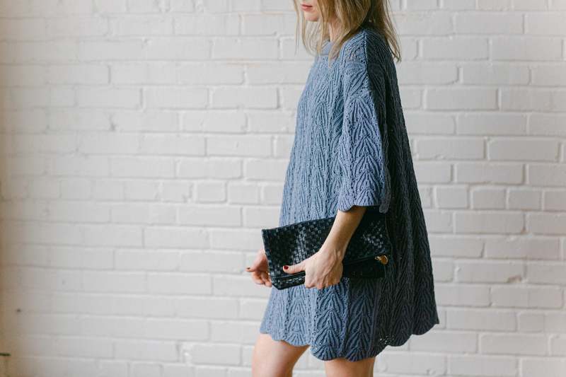 LouLou Studio Anjo Crochet Short Dress - Blue
