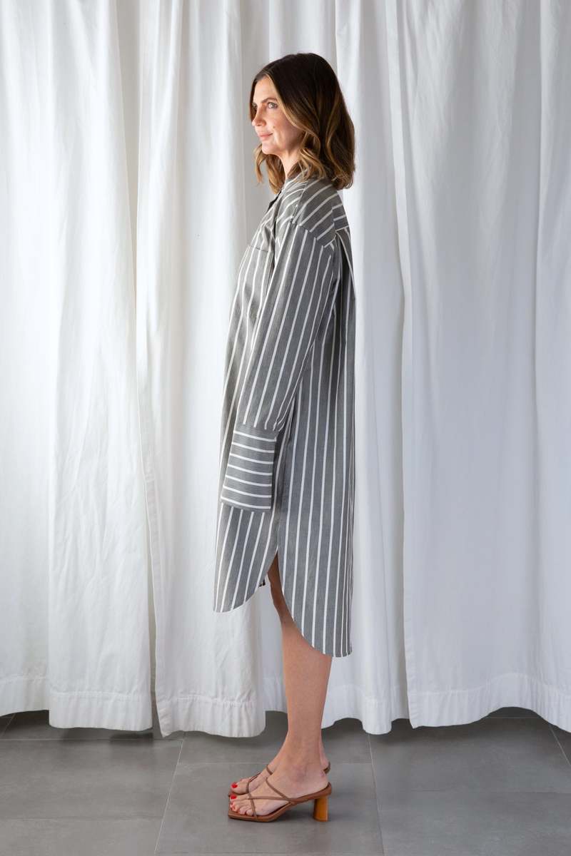 【超お買い得！】 Striped Closed Shirtdress Garmentory | Gray Washed - ワンピース