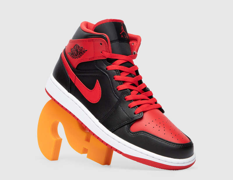 Black Fire Red Air Jordan Retro Mid Black Shoes Jordan Mid One Red