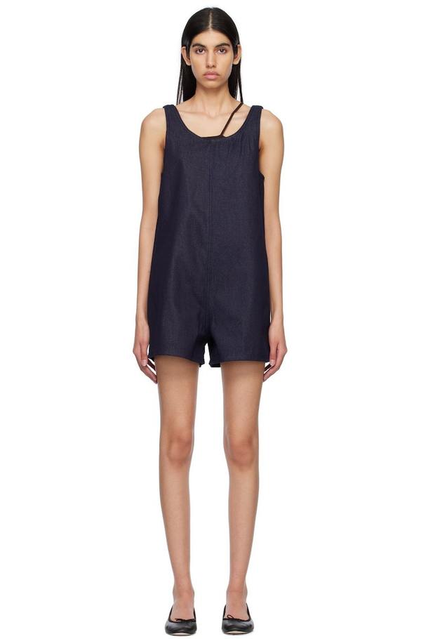 Baserange Round Neck Denim Jumpsuit Raw Blue Denim Garmentory