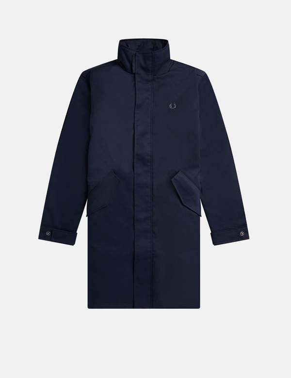 Fred Perry Funnel Neck Parka - Navy Blue | Garmentory