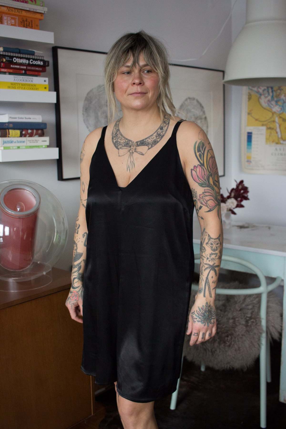 Waves of Hydra Hunnis Mini Slip Dress Black Garmentory