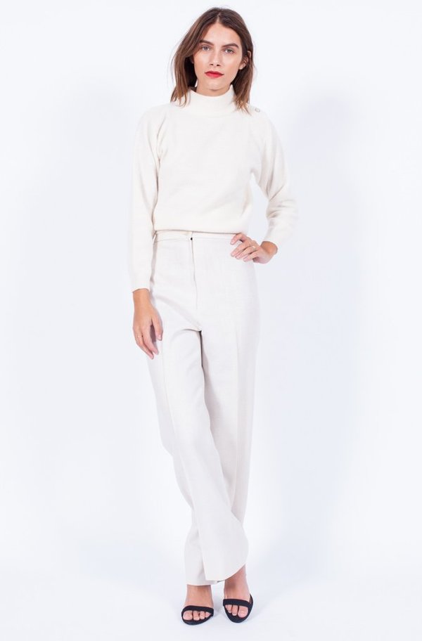 Yo Vintage! Cream Lambswool Sweater - Small/Med Yo Vintage! Cream Lambswool Sweater - Small/Med