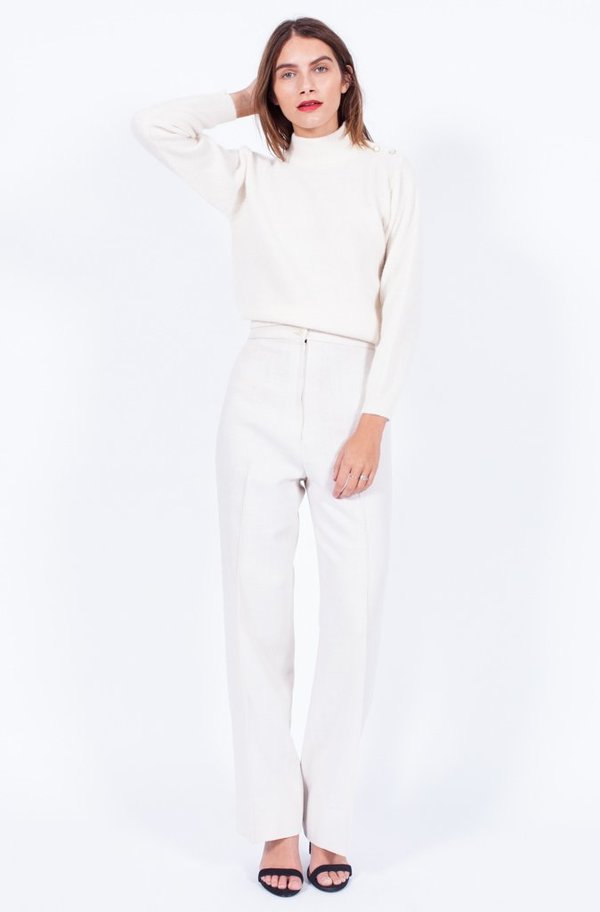 Yo Vintage! Cream Lambswool Sweater - Small/Med Yo Vintage! Cream Lambswool Sweater - Small/Med