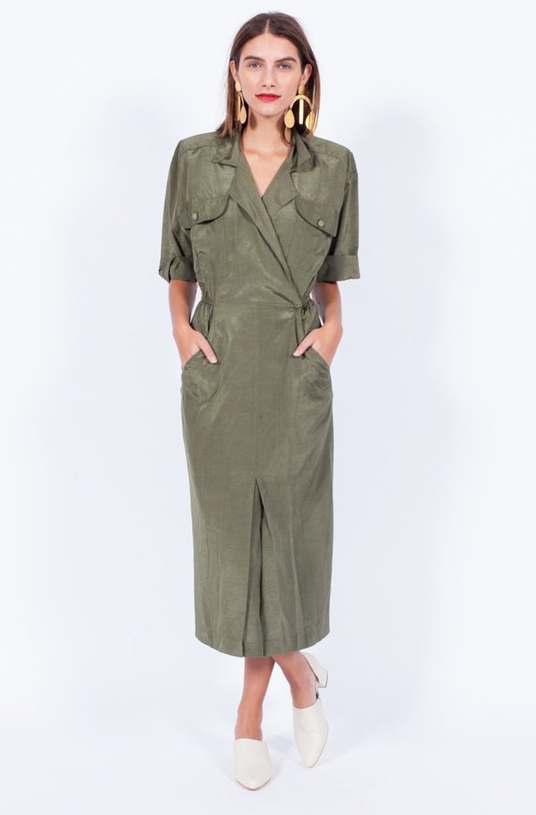 Yo Vintage! Khaki Dress - Small/Med Yo Vintage! Khaki Dress - Small/Med