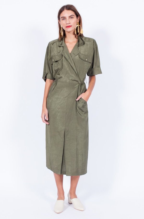 Yo Vintage! Khaki Dress - Small/Med Yo Vintage! Khaki Dress - Small/Med