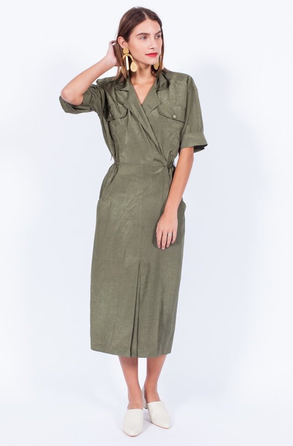 Yo Vintage! Khaki Dress - Small/Med Yo Vintage! Khaki Dress - Small/Med