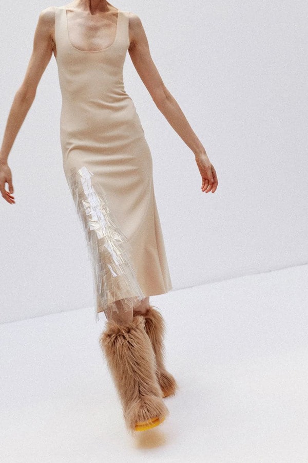 A.W.A.K.E. MODE Fitted Tank Dress - Beige | Garmentory