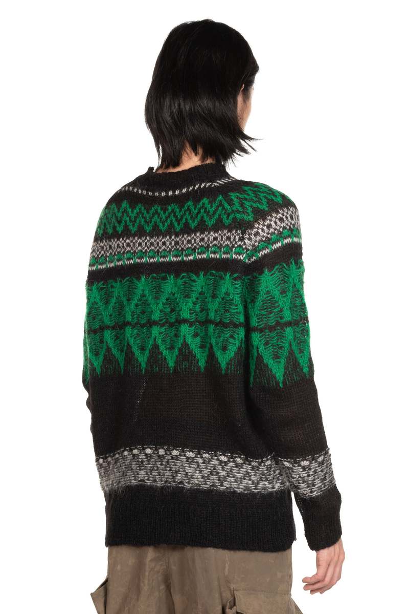 ANDERSSON BELL Nordic Kid Mohair Raglan Sweater - Green/Black 