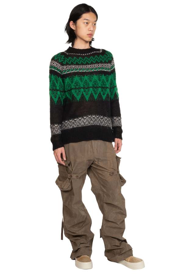 ANDERSSON BELL Nordic Kid Mohair Raglan Sweater - Green/Black 