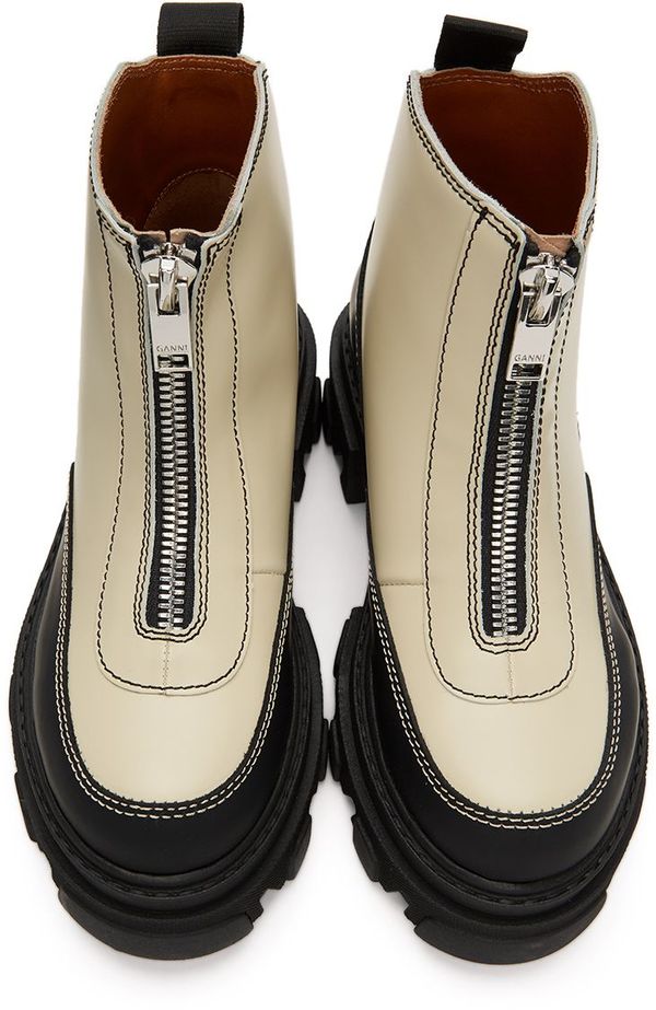 Ganni Polido Zip Boots Egret Garmentory