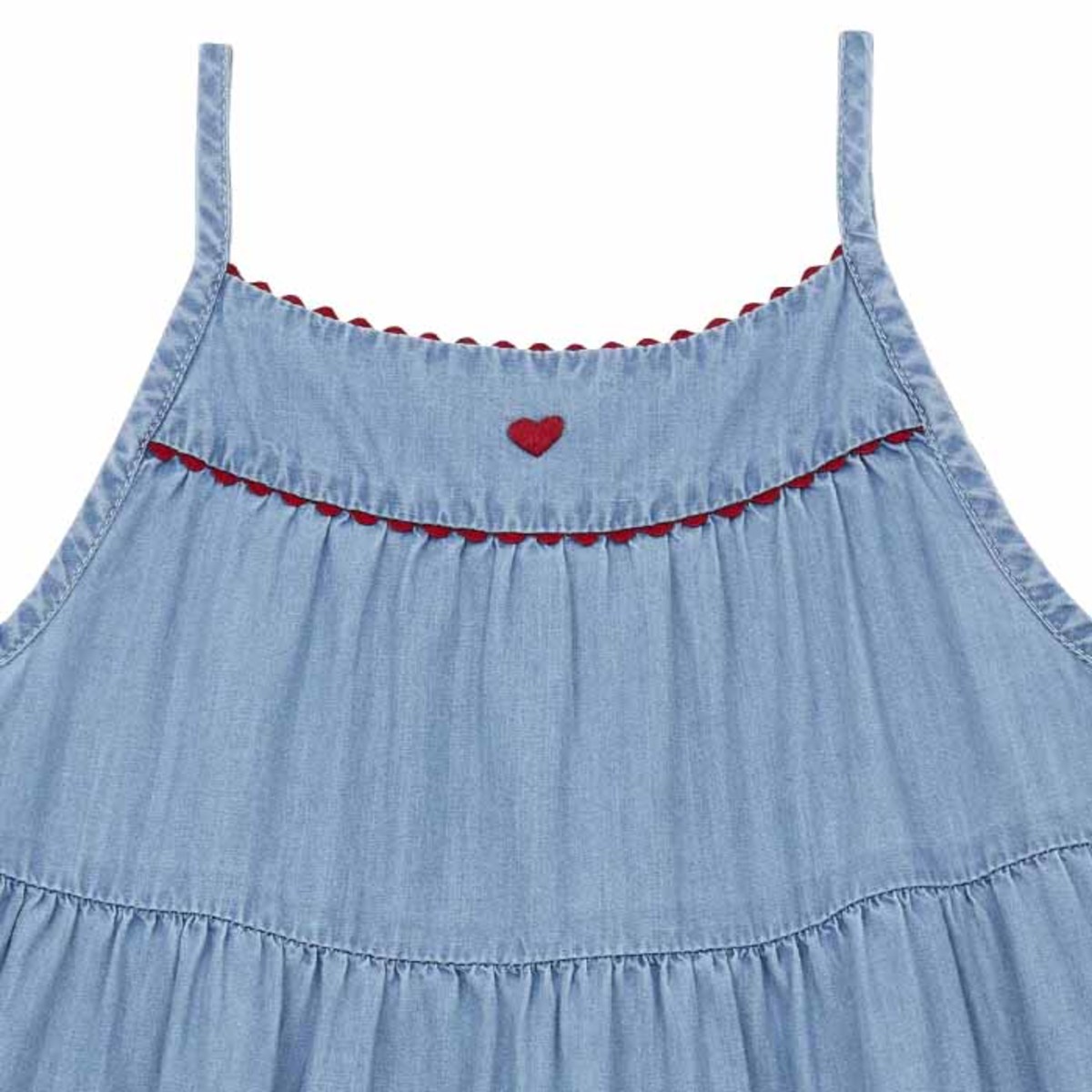 Kids Bonton Calypso Tiered Dress - Blue Denim | Garmentory