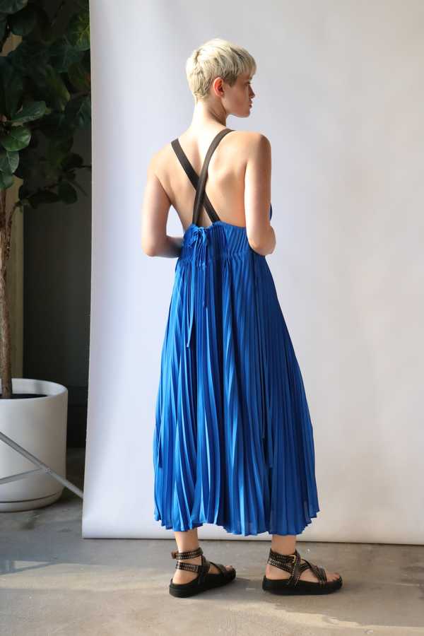Proenza Schouler White Label Broomstick Pleated Tank Dress - Cerulean |  Garmentory