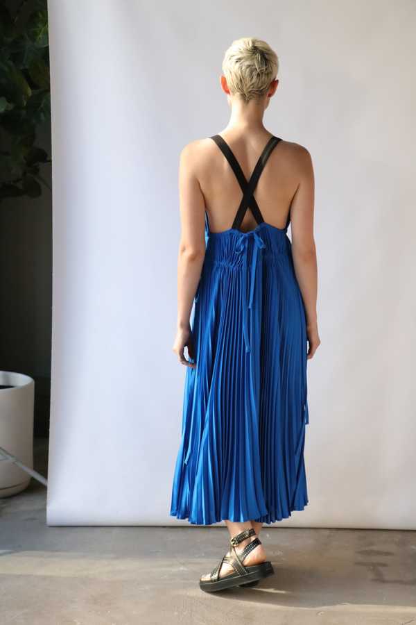Proenza Schouler White Label Broomstick Pleated Tank Dress - Cerulean