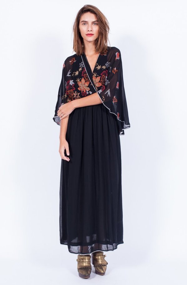 Yo Vintage! Black Sheer Embroidery Dress - Small/Med Yo Vintage! Black Sheer Embroidery Dress - Small/Med