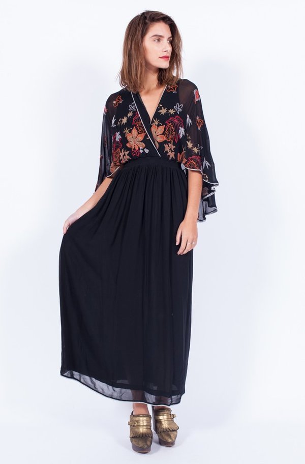 Yo Vintage! Black Sheer Embroidery Dress - Small/Med Yo Vintage! Black Sheer Embroidery Dress - Small/Med