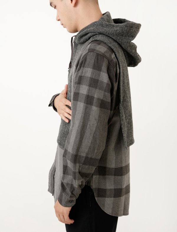 Engineered Garments Hooded Interliner - Grey Herringbone | Garmentory