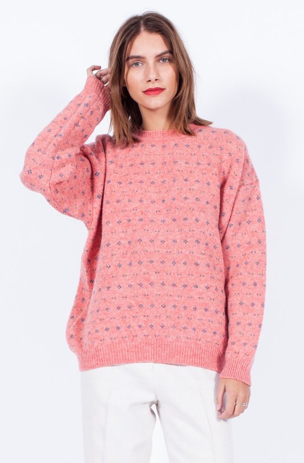 Yo Vintage! Pink Knit Floral Sweater - Small/Med Yo Vintage! Pink Knit Floral Sweater - Small/Med