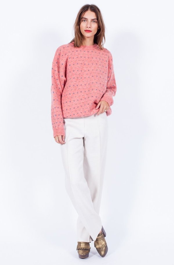 Yo Vintage! Pink Knit Floral Sweater - Small/Med Yo Vintage! Pink Knit Floral Sweater - Small/Med