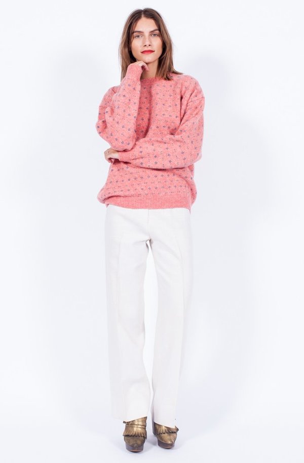 Yo Vintage! Pink Knit Floral Sweater - Small/Med Yo Vintage! Pink Knit Floral Sweater - Small/Med