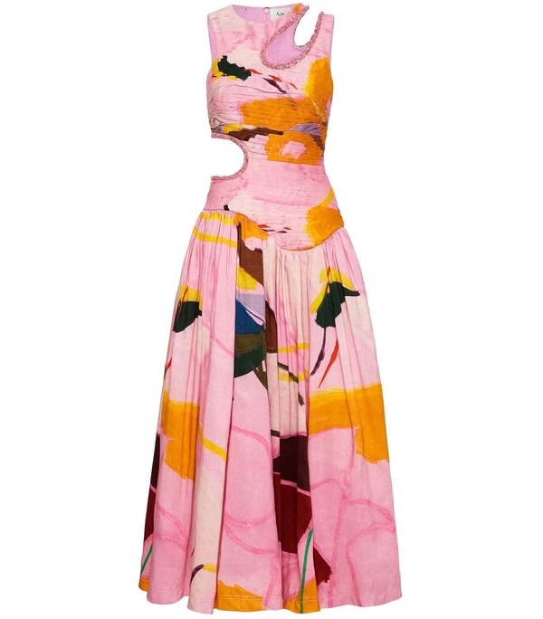 Aje Jolie Abstract Cut Out Midi Dress - Expression Print