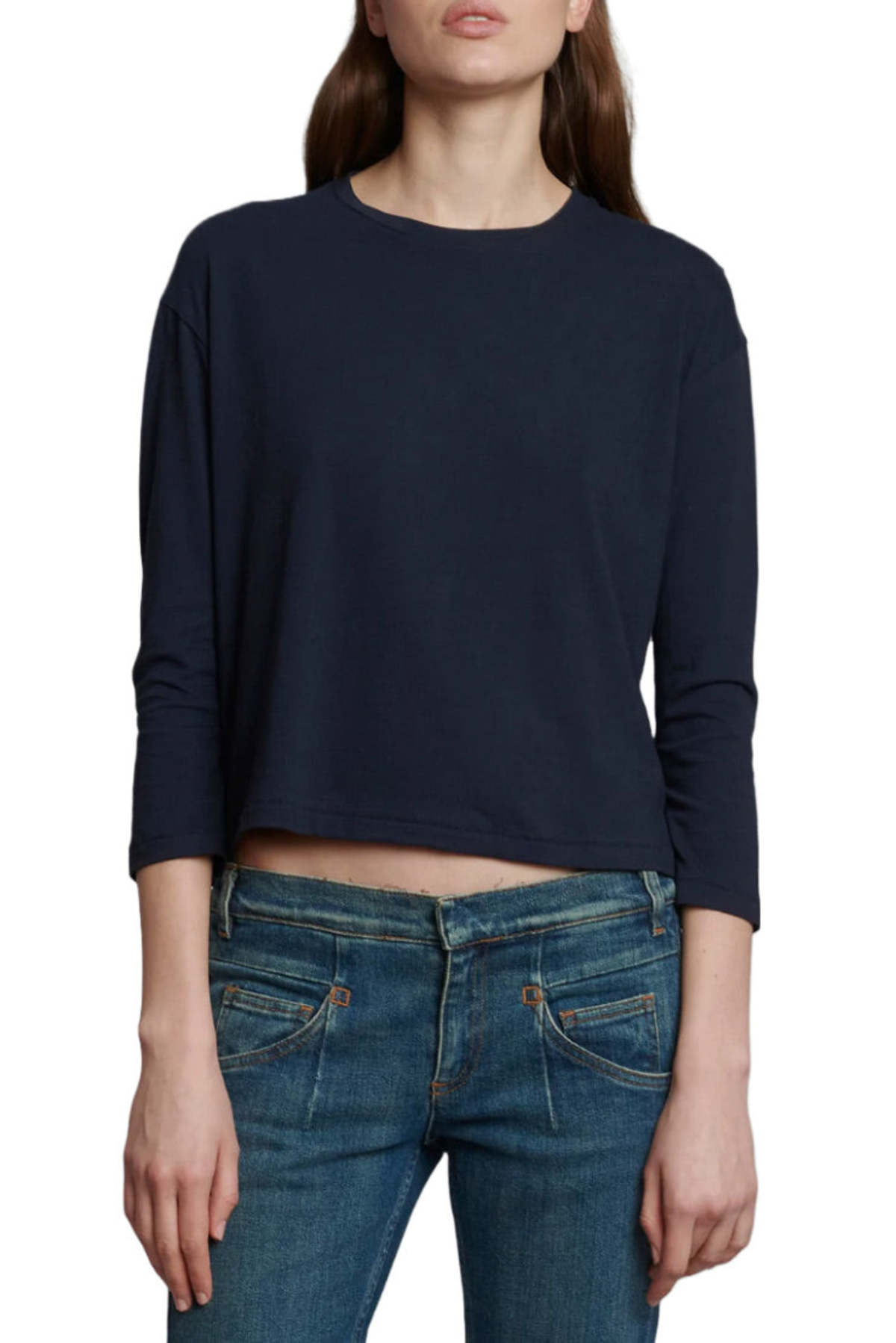 Organic by John Patrick Wide Crop Tee - Navy - Image 1 of 1