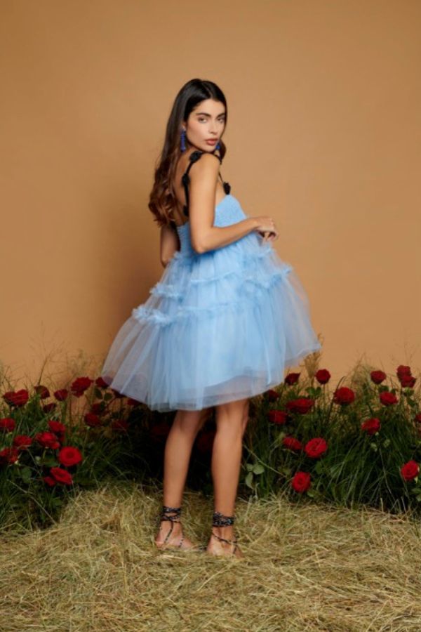 Sister Jane Moonlight Meadow Tulle Mini Dress Baby Blue Garmentory