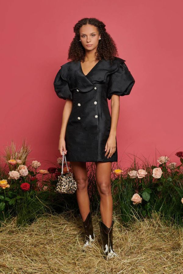 the jane mini dress in black HATCH Collection The Lottie Secret Nursing Mini Dress in Black main image 1