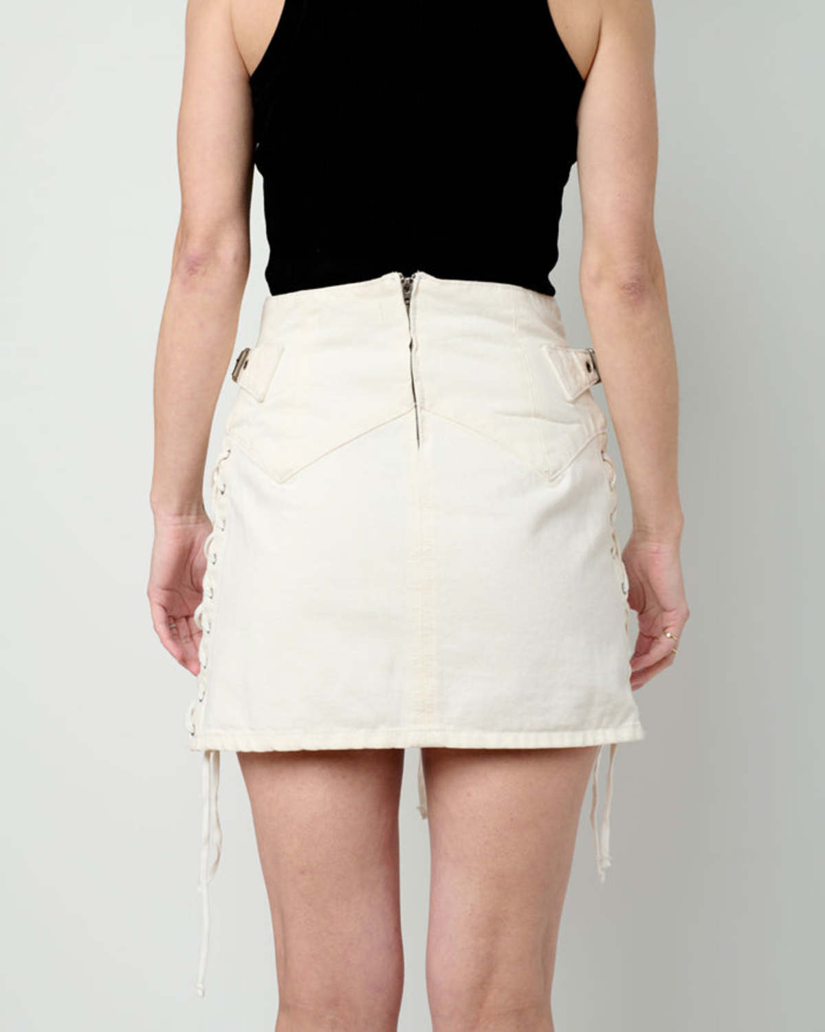 RE/DONE 70s Lace Up Skirt Vintage White