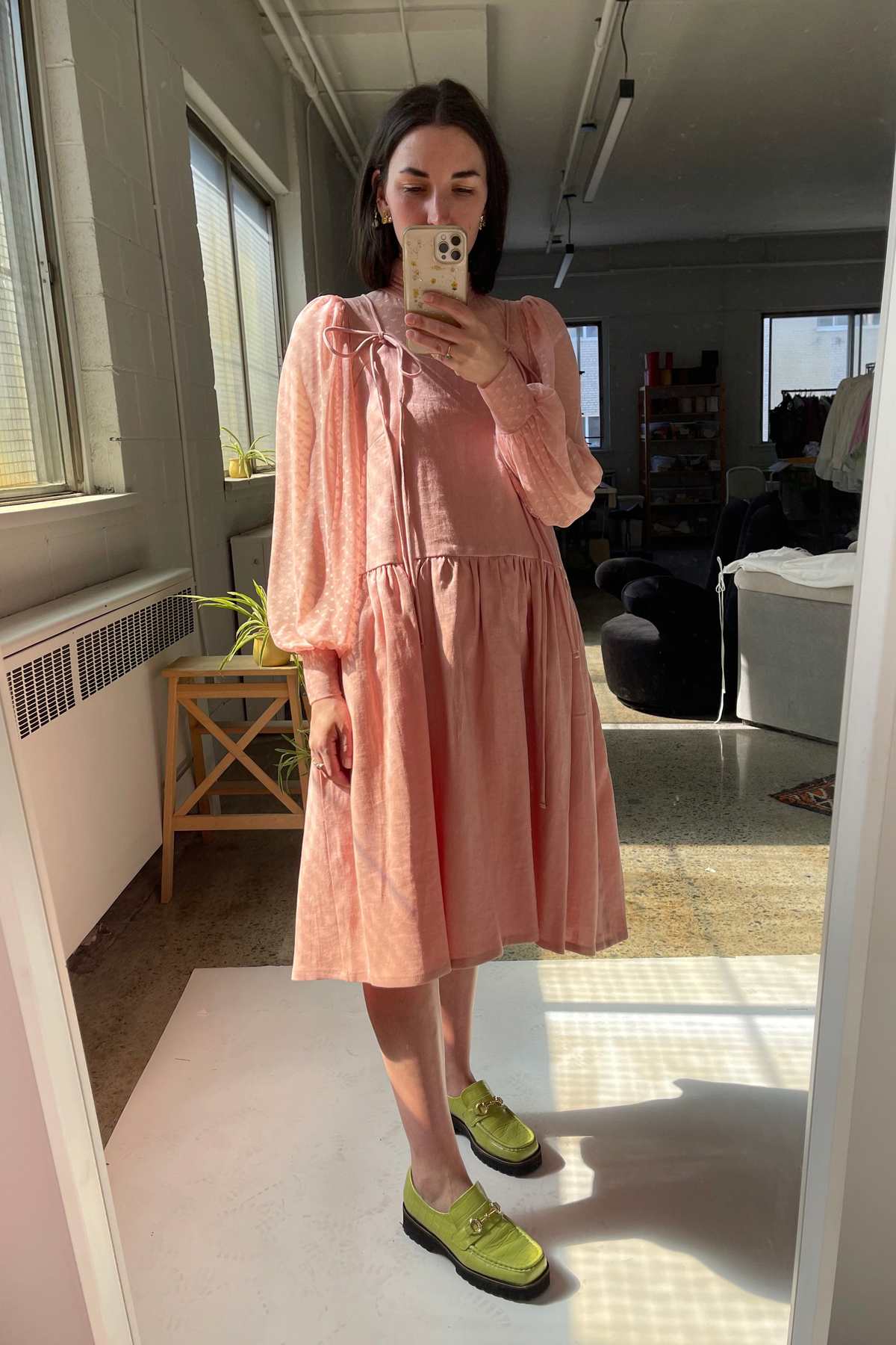 chinese dress ladies Ivy Linen Midi Dress-Pink Peony