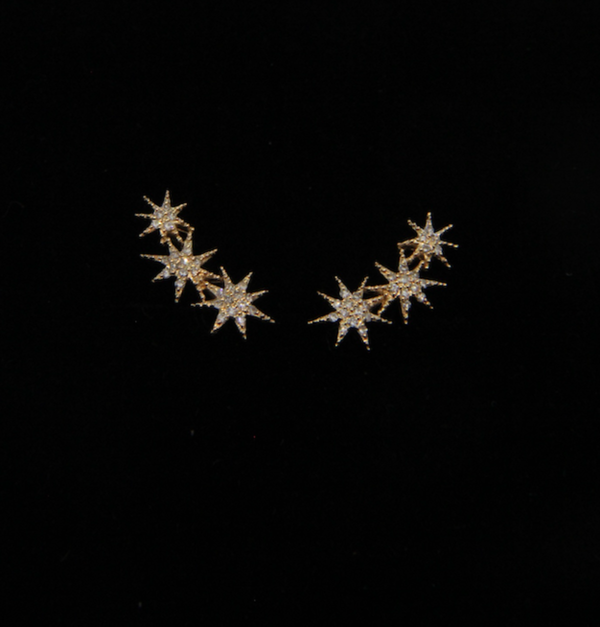 Gabriela Artigas Pave Triple Star Earring - Gold/White Diamonds - Image 2 of 3