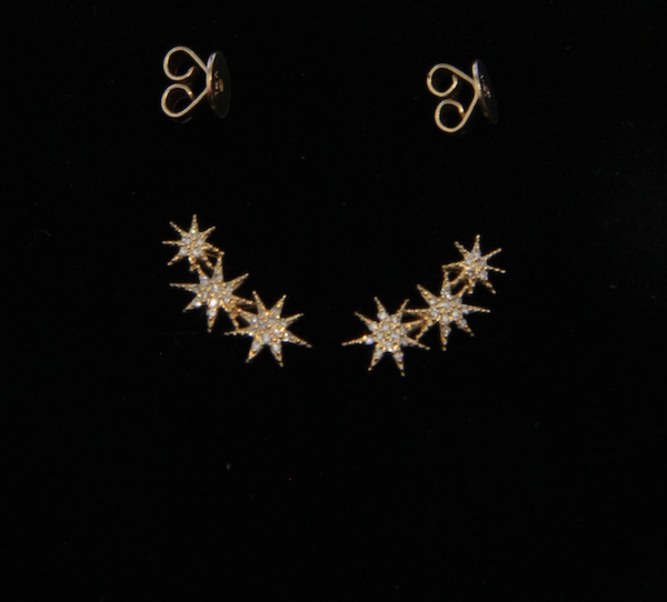 Gabriela Artigas Pave Triple Star Earring - Gold/White Diamonds