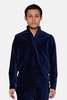 Blue&Cream Micro Cord Velour Pop Collar Shirt - Navy - Thumbnail 1