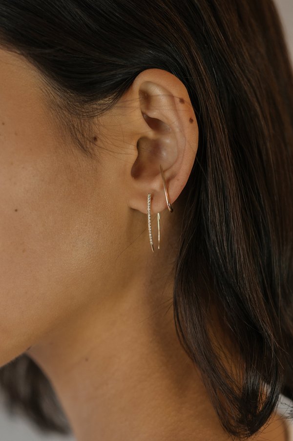 Gabriela Artigas White Gold Large Pave Tusk Earring - Yellow Gold