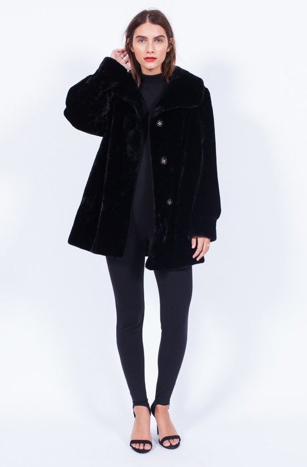 Yo Vintage! Black Faux Fur Coat - Medium Yo Vintage! Black Faux Fur Coat - Medium