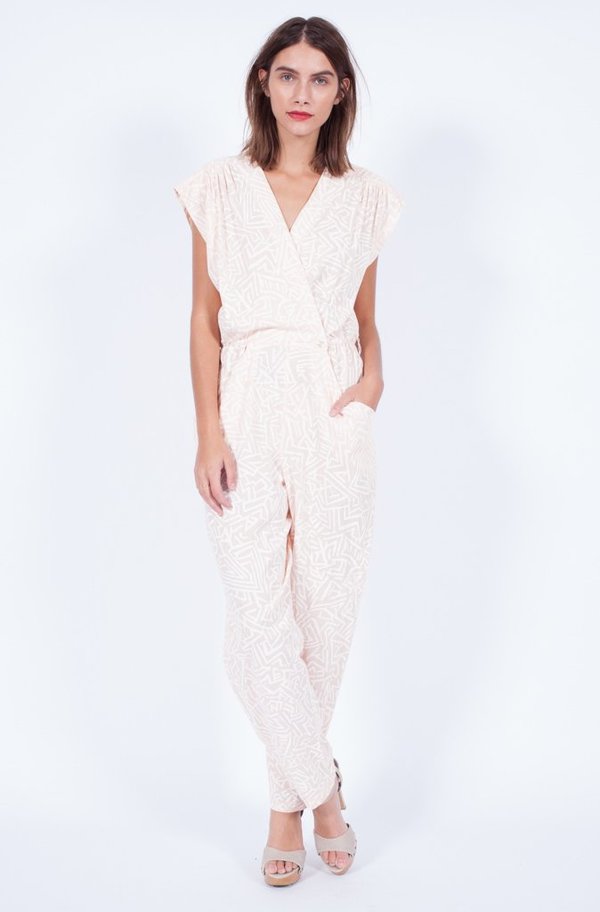 Yo Vintage! Blush Printed Jumpsuit - Small/Med Yo Vintage! Blush Printed Jumpsuit - Small/Med