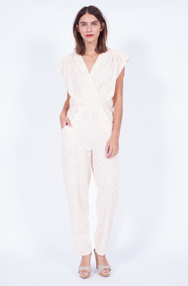 Yo Vintage! Blush Printed Jumpsuit - Small/Med Yo Vintage! Blush Printed Jumpsuit - Small/Med