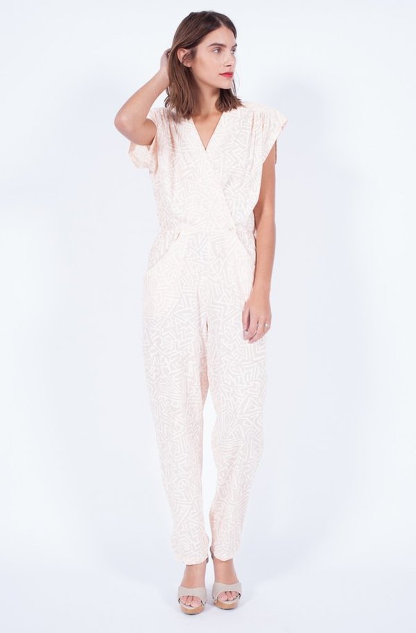 Yo Vintage! Blush Printed Jumpsuit - Small/Med Yo Vintage! Blush Printed Jumpsuit - Small/Med