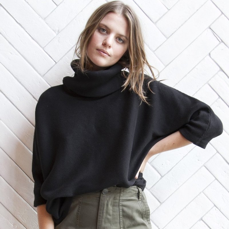 Esby Mesa Dolman Rib Turtleneck Black Garmentory