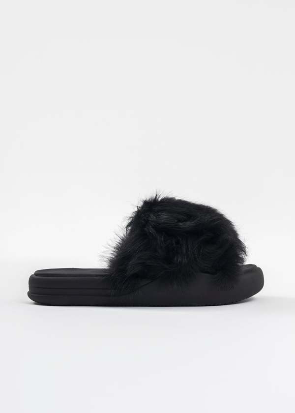 NIB C2H4 LOS ANGELES PROTON ALPHA BLACK FUZZY SLIDES UNISEX 8.5 M 10 C2H4 PROTON ALPHA - BLACK | Garmentory main image 4