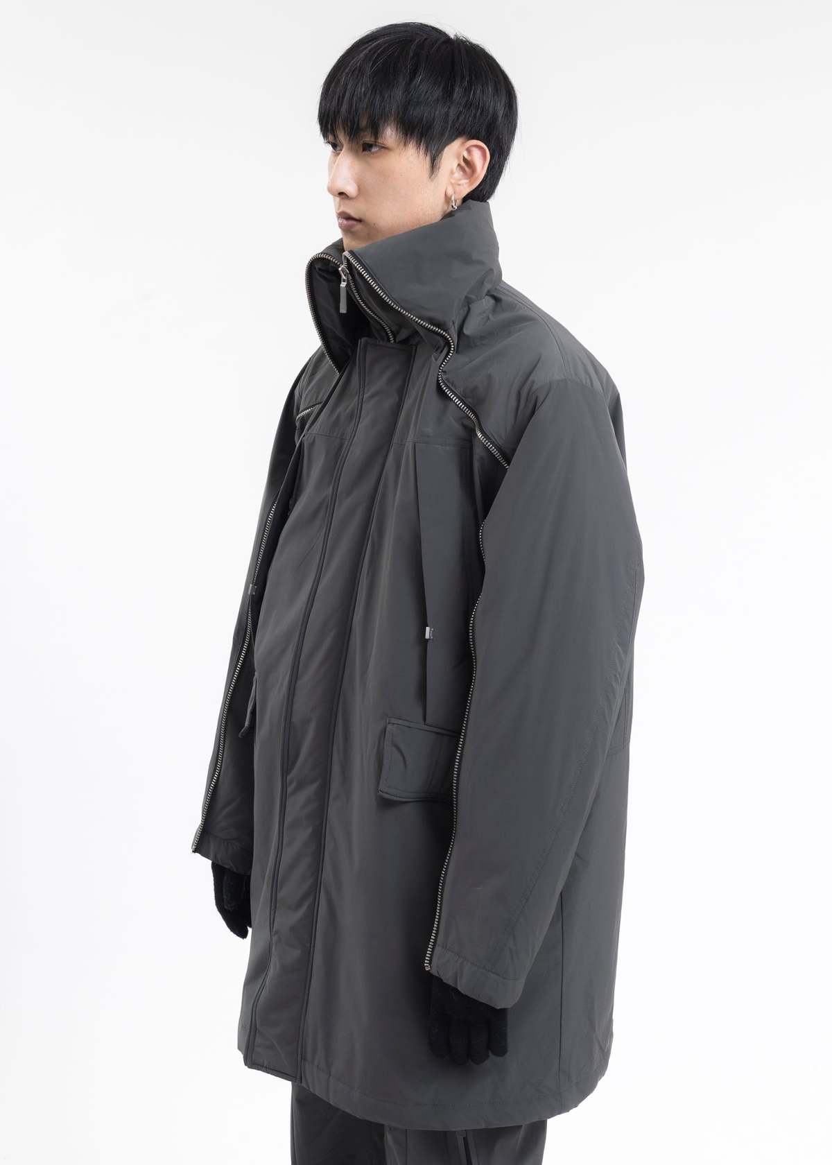 C2H4 CONTINUOUS ZIPPER QUILTED COAT SAGE GREEN Garmentory