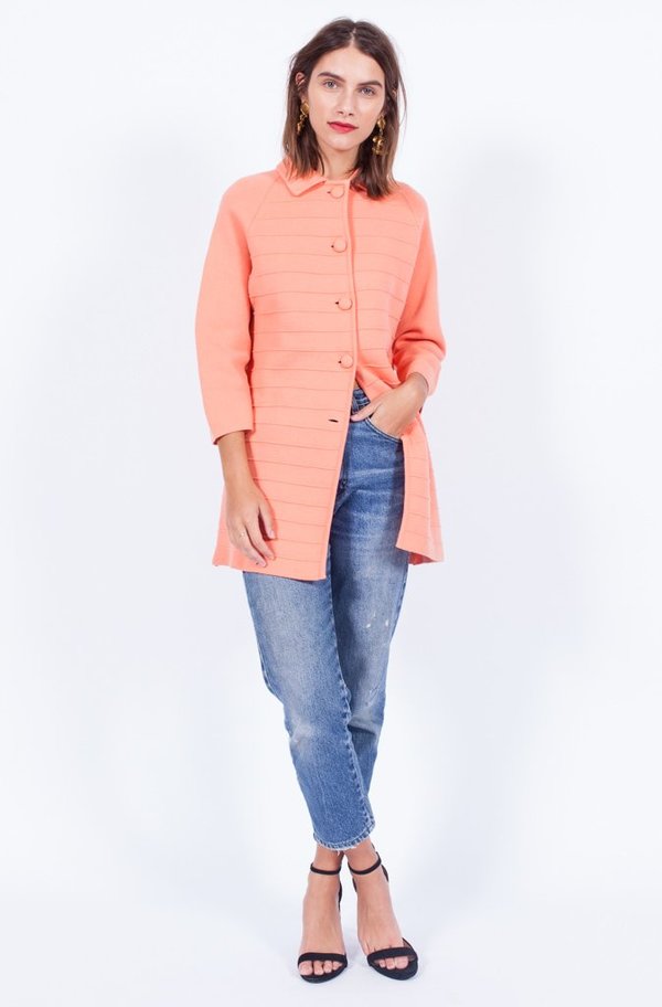 Yo Vintage! Peach Wool Coatigan - Small Yo Vintage! Peach Wool Coatigan - Small