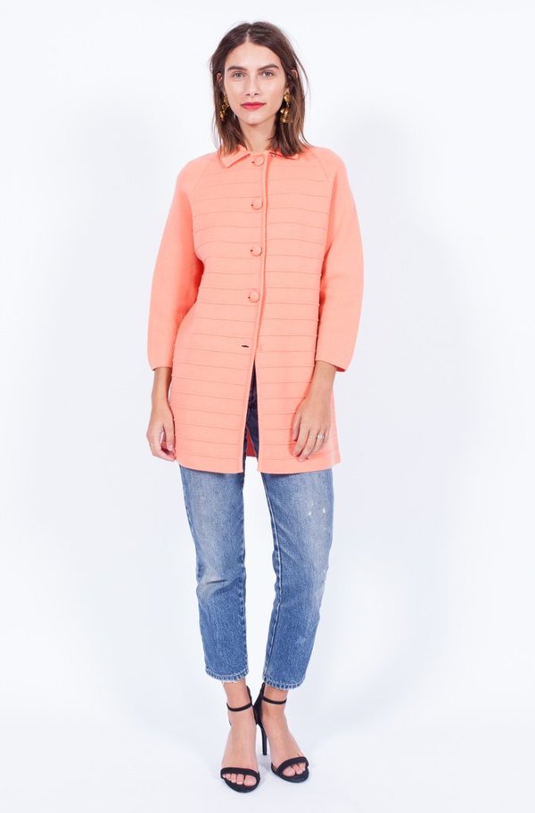 Yo Vintage! Peach Wool Coatigan - Small Yo Vintage! Peach Wool Coatigan - Small