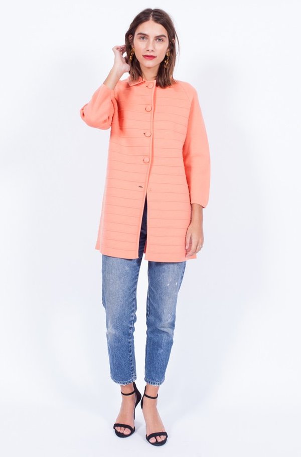 Yo Vintage! Peach Wool Coatigan - Small Yo Vintage! Peach Wool Coatigan - Small