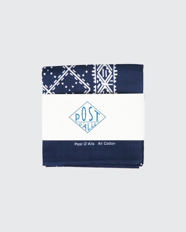 Post Overalls Post Bandana Hankie - Indigo Native Border Print Post Overalls Post Bandana Hankie - Indigo Native Border Print