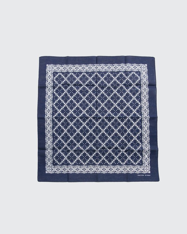 Post Overalls Post Bandana Hankie - Indigo Native Border Print Post Overalls Post Bandana Hankie - Indigo Native Border Print
