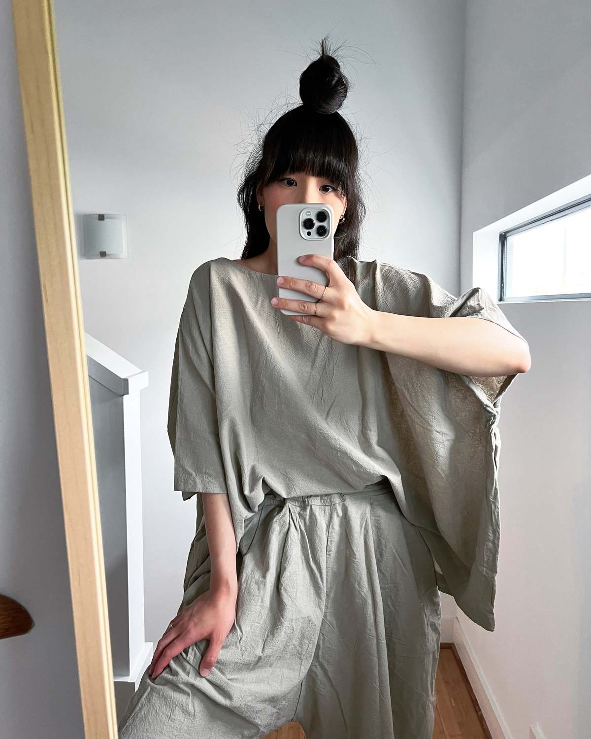 Uzi NYC Coarse Cotton Cube Top Oatmeal Garmentory