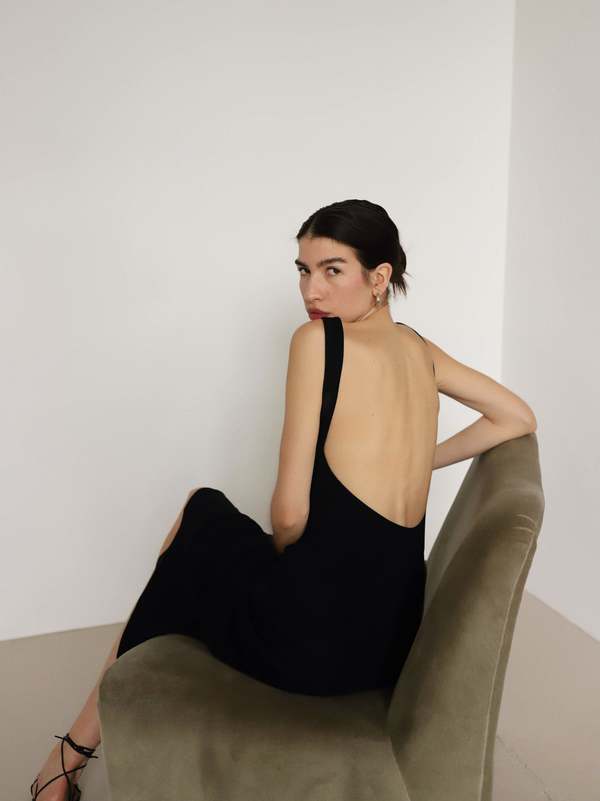 Vintage 90s Minimal Low Back Maxi Dress