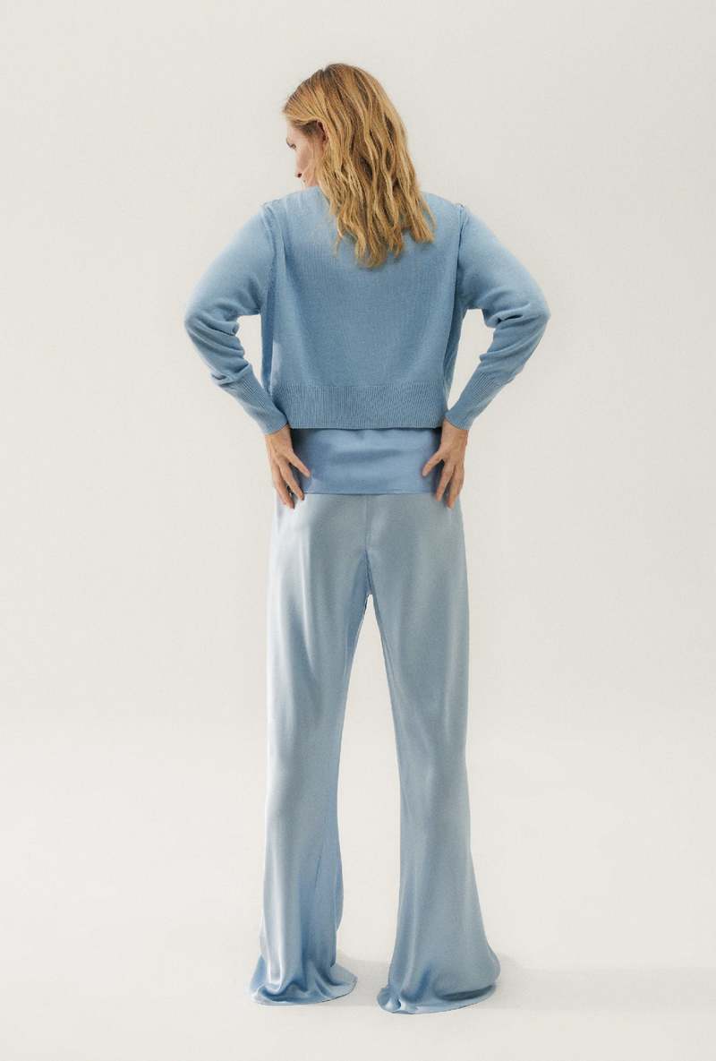 Silk Laundry CROPPED CARDIGAN - SKY