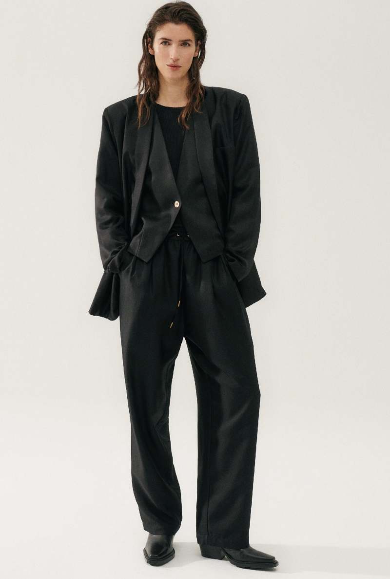 Silk Laundry Twill Slouch Vest - Black